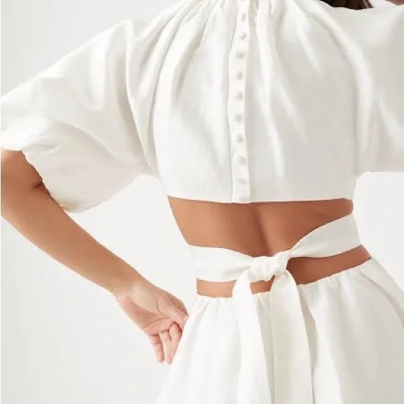 Aje Mimosa Cut Out Midi Dress - ivory - size 8 - Picture 2 of 7